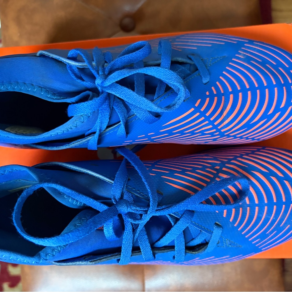 Adidas Blue Athletic soccer cleats with Orange Accents